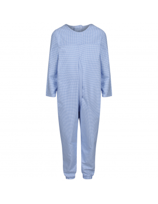 Boy’s Long-Sleeved anti strip Sleepsuit with Zip Back in check fabric